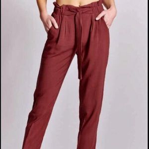 Rusty Red Front-Tie Pants